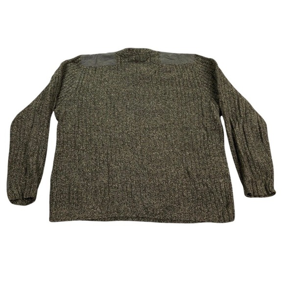 Eddie Bauer Sweater Mens Large Brown Pullover Military Crew Neck Elbow Patches - Picture 2 of 11